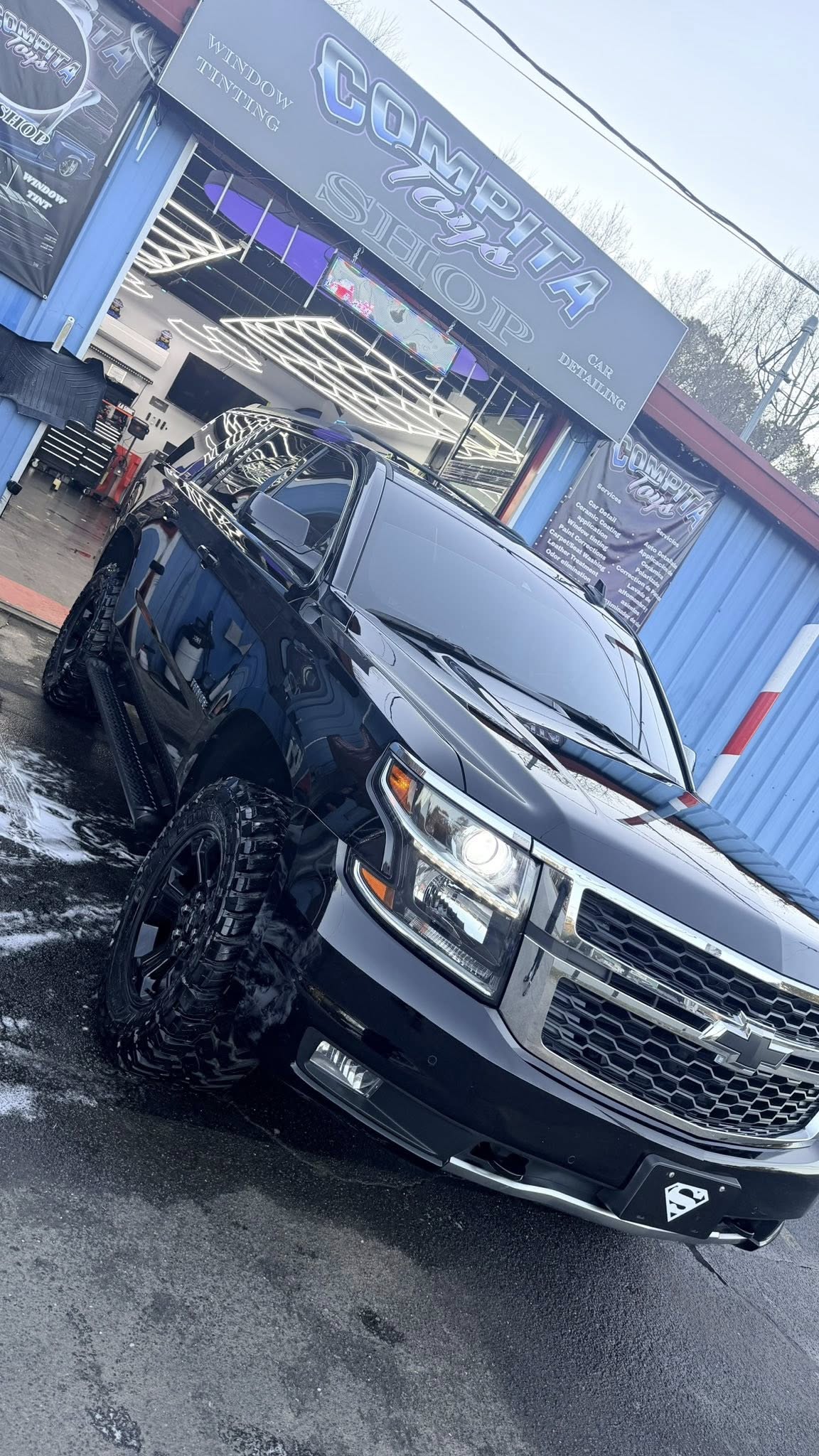 Luxury vehicle detailing in progress